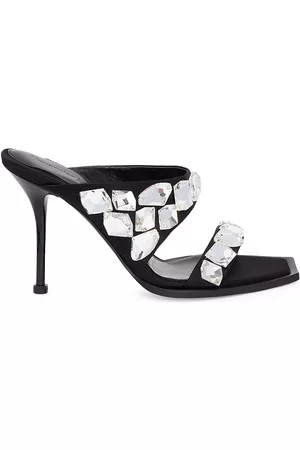 Alexander McQueen Women's Crystal-Embellished Mules - Black - Size 8