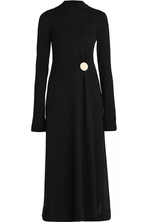 Jil Sander Women's Layered Knit Wool Midi-Dress - Black - Size 8