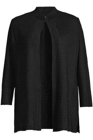 Ming Wang Women Jackets - Women's Textured Knit Jacket - Black - Size 18