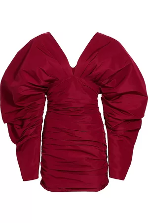Aliette Women's Gathered Puff-Sleeve Minidress - Ox Blood - Size 8