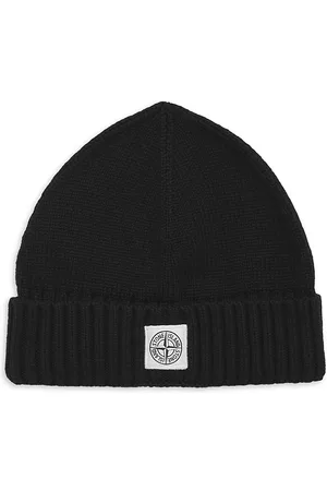 Stone Island Beanies - Boy's Knit Logo Beanie - Black - Size 3