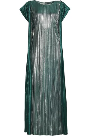 Lisou Women Tunic Dresses - Women's Giselle Metallic Pleated Kaftan - Green - Size 4