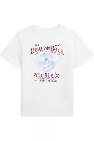 Ralph Lauren Boys T-Shirts - Little Boy's & Boy's Logo Graphic Cotton T-Shirt - White - Size 6 - White - Size 6
