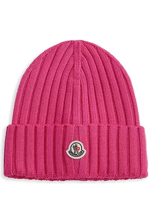 Moncler Women Beanies - Women's Rib-Knit Wool Beanie - Pink - Pink