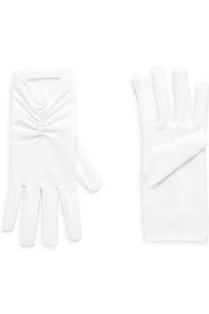 Us Angels Satin Glove With Pearls - White - Size 7