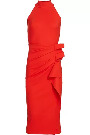 CHIARA BONI Women's Halter Ruffle Midi Dress - Geranium - Size 18