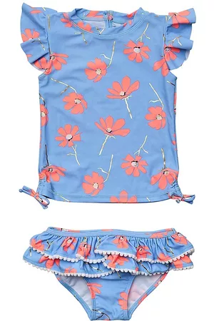 Snapper Rock Baby's & Little Girl's 2-Piece Beach Bloom Ruffle Swim Set - Blue - Size 3 Months