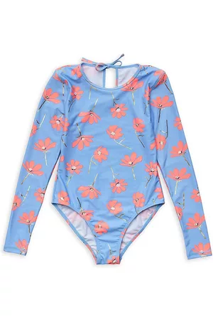 Snapper Rock Little Girl's & Girl's Beach Bloom Floral Print Surf Suit - Blue - Size 4