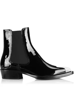 Alexander McQueen Women's Punk Patent Leather Chelsea Boots - Black Silver - Size 8