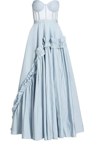 Alexander McQueen Women's Strapless Bustier Ruffle Gown - Spring Blue - Size 4