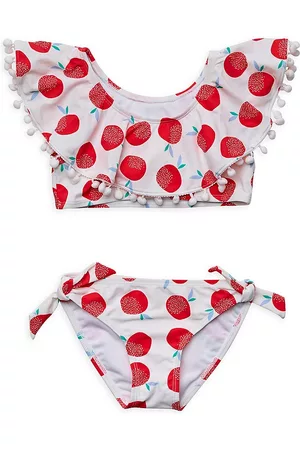 Snapper Rock Girls Bikinis - Little Girl's & Girl's 2-Piece Juicy Fruit Flounce Bikini - White - Size 2
