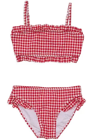 Snapper Rock Little Girl's & Girl's 2-Piece Picnic Party Frilled Bandeau Bikini Set - Red - Size 14