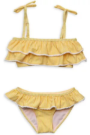 Snapper Rock Boys Neckties - Little Girl's & Girl's Stripe Tie Bikini - Yellow - Size 8
