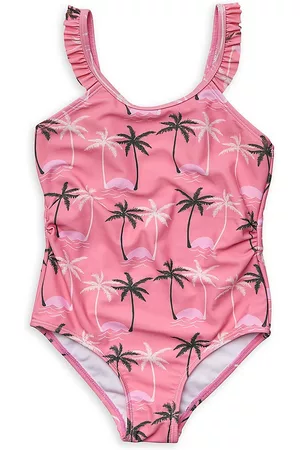 Snapper Rock Girls Swimsuits - Little Girl's & Girl's Palm Paradise Ruffled-Strap Swimsuit - Pink - Size 6