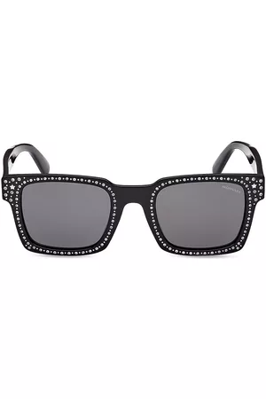 Moncler Men Square Sunglasses - Men's 8 Palm Angels 56MM Embellished Square Sunglasses - Shiny Black Smoke