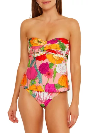 Trina Turk Women's Sunny Bloom Convertible Tankini Top - Size 10