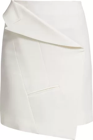 Alexander McQueen Women's Foldover Wool Miniskirt - Soft White - Size 12