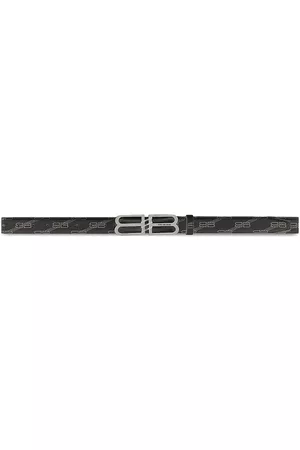 Balenciaga Men's BB Signature Belt BB Monogram Coated Canvas - Black Grey - Size 40