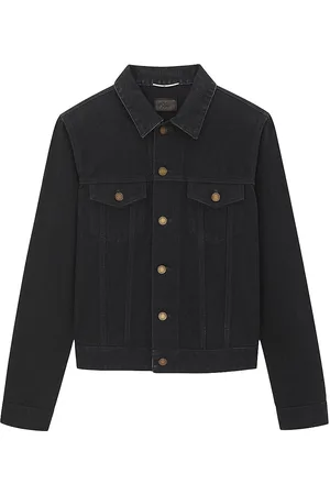 Fitted jacket in worn black denim, Saint Laurent