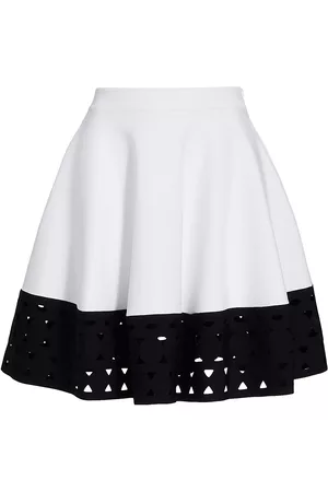 Alexander McQueen Women's Flared Colorblocked Skirt - White Black - Size XL