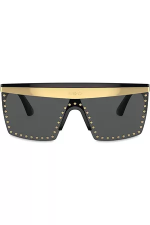 VERSACE Men's 44MM Studded Squared Aviator Sunglasses - Grey
