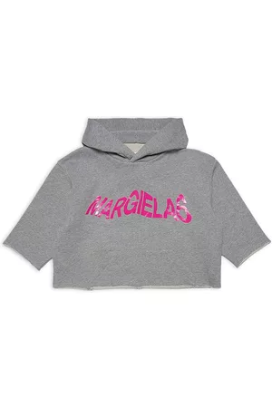 Maison Margiela Little Girl's & Girl's Cropped Tie-Dye Logo Hoodie - Grey Pink - Size 6