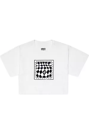 Maison Margiela Little Kid's & Kid's Checkered Logo Short-Sleeve T-Shirt - White - Size 12