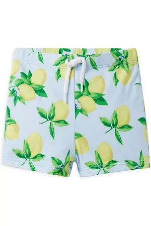 Janie and Jack Boys Swim Shorts - Baby Boy's Lemon Print Swim Shorts - Blue - Size 12 Months