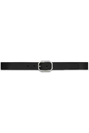 Saint Laurent Men's Frame Buckle Belt in Vegetable-Tanned Leather - Nero - Size 38