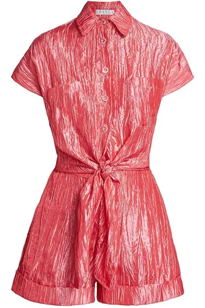 Izayla Women's Tie Front Playsuit - Coral - Size Medium