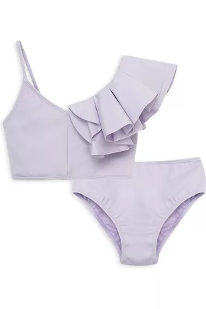 HABITUAL Girls One Shoulder Bikinis - Little Girl's & Girl's 2-Piece One-Shoulder Bikini Set - Lavender - Size 7