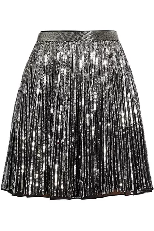 Mac Duggal Women's Separates Sequin Miniskirt - Black Silver - Size XL