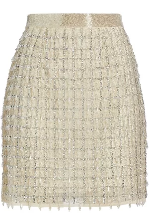 Mac Duggal Women Sequin Mini Skirts - Women's Separates Sequin & Crystal-Embellished Miniskirt - Gold - Size XL