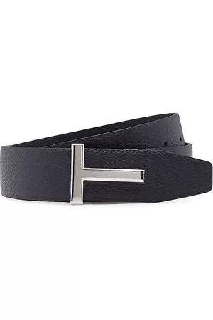 Tom Ford Men Belts - Men's Reversible Grained Leather Belt - Dark Navy - Size 46