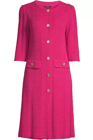 Misook Women's Shadow Plaid Buttoned Knit Dress - Rhubarb - Size Large