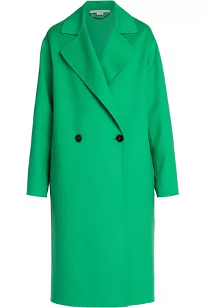 Stella McCartney Women's Wool Double-Breasted Topper Coat - Bright Green - Size 6