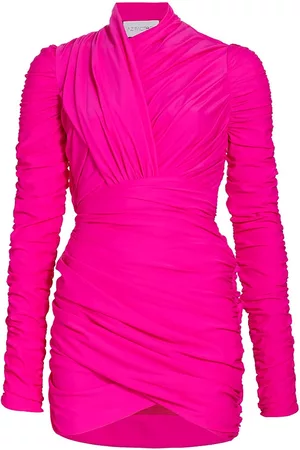 AZ FACTORY Women's Ester Manas Ruched Wrap Minidress - Fuchsia - Size 8