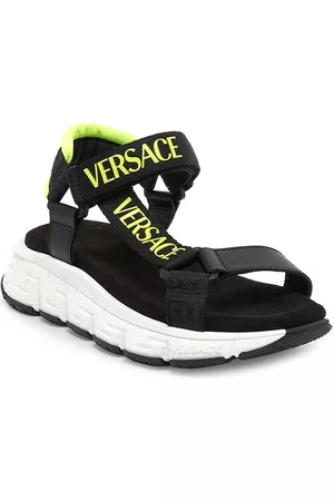 VERSACE Little Boy's & Boy's Trigreca Leather Sandals - Black Yellow - Size 3 (Child)