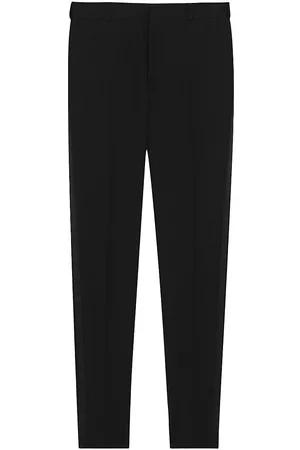 Saint Laurent Women Straight Leg Pants - Women's Tuxedo Straight Pants in Grain De Poudre - Noir - Size 6