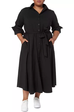 PARI PASSU Women's Poplin Shirtdress - Black - Size 24