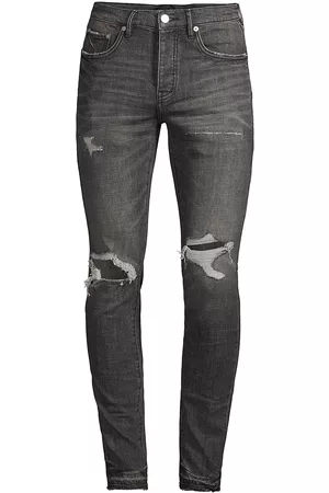 Purple Brand Men's P001 Blowout Released Hem Skinny Jeans - Black - Size 33