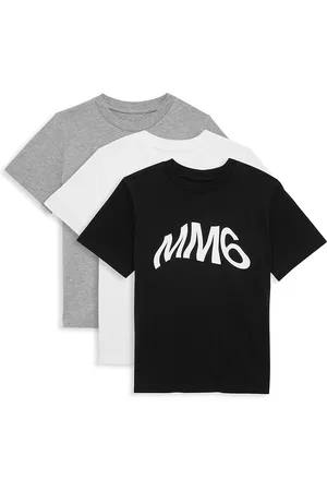 Maison Margiela T-shirts - Little Kid's & Kid's 3-Pack Logo T-Shirt Set - Black White Grey - Size 6