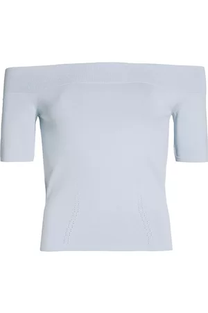 Alexander McQueen Women's Off-The-Shoulder Knit Top - Spring Blue - Size XL