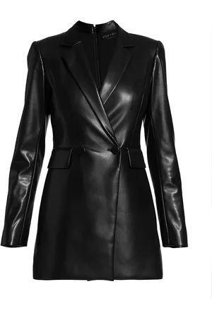 ALICE+OLIVIA Women's Kyrie Faux Leather Blazer Dress - Black - Size 14