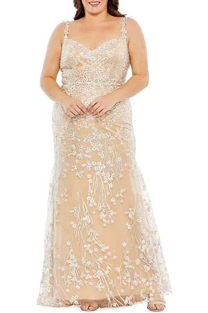 Mac Duggal Women's Fabulouss Embroidered Floral Gown - Beige - Size 20