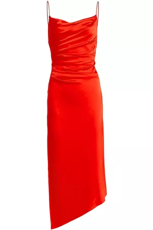 ALICE+OLIVIA Women's Vista Satin Asymmetric Dress - Chili Pepper - Size 8
