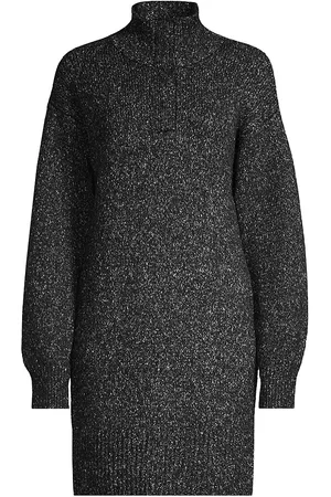 525 America Women's Mock Turtleneck Knit Henley Dress - Black - Size XL