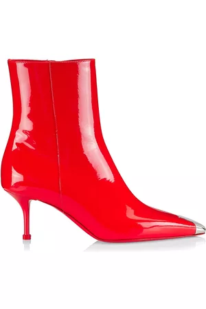 Alexander McQueen Women's Patent Leather Ankle Boots - Lust Red - Size 9.5