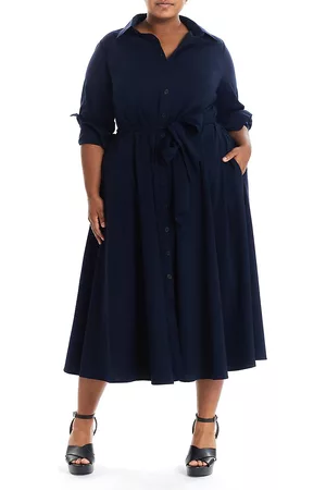 PARI PASSU Women's Poplin Shirtdress - Navy - Size 18