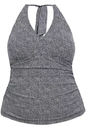 Gottex Swimwear Women's Pin Dot Halter Tankini Top - Black White - Size 24W